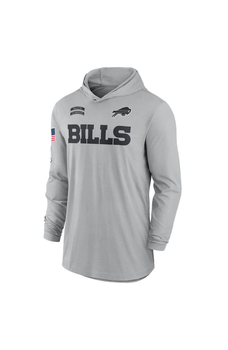 Nike Men's Nike Gray Buffalo Bills 2024 Salute to Service Lightweight Performance Long Sleeve Hooded T-Shirt, Alternate, color, 