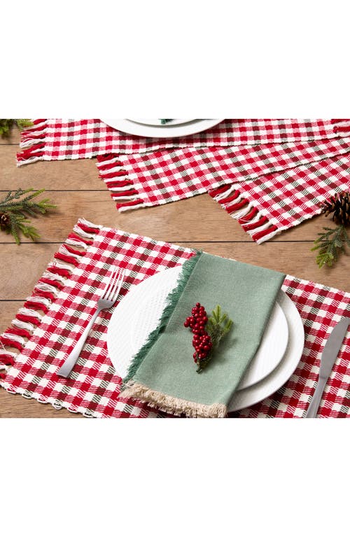 Design Imports Holiday Houndstooth Set Of 4 Placemats In Red