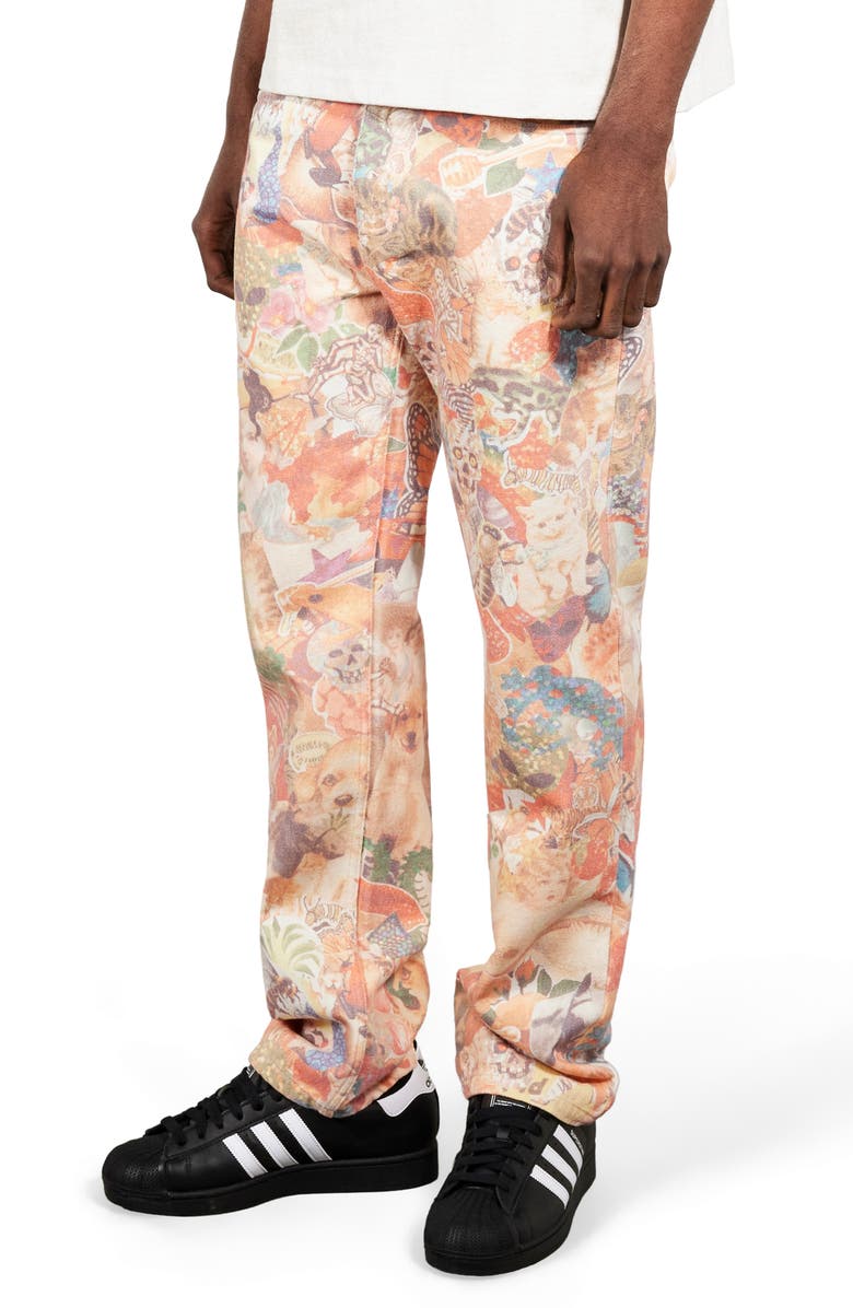 PLEASURES Stickers Straight Leg Jeans, Alternate, color, Multi