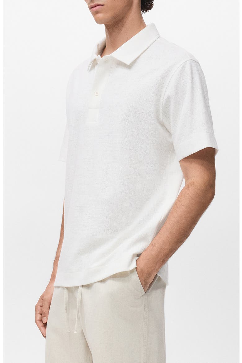 Regular Fit Textured Stretch Cotton Blend Polo, Alternate, color, OFF WHITE