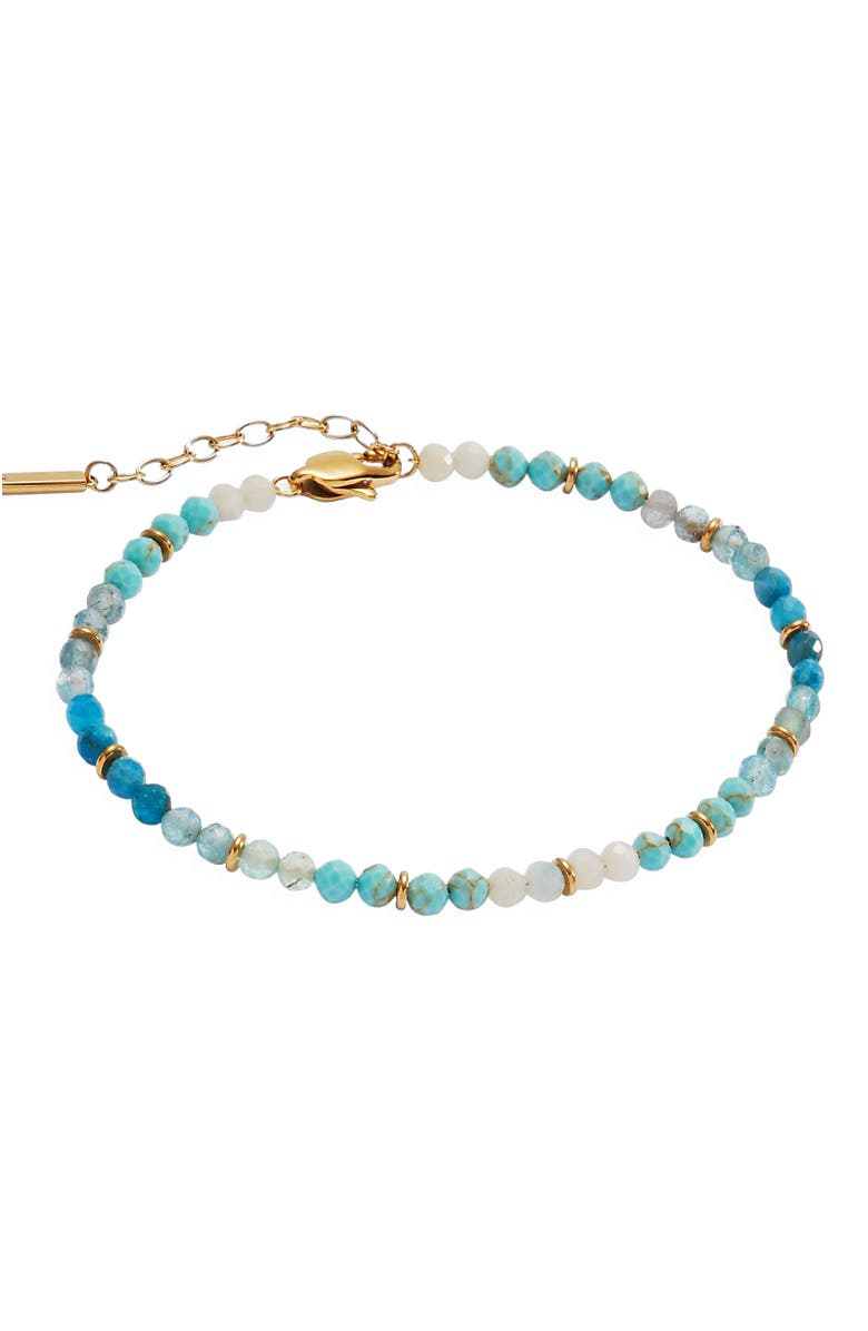 Alex and Ani Turquoise Ombre Semi-Precious Beaded Anklet, Main, color, Turquoise