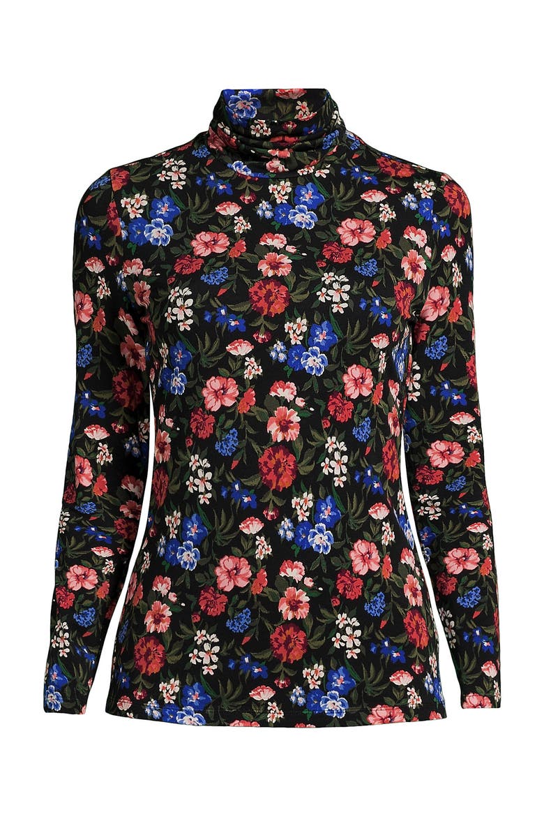 Lightweight Jersey Skimming Long Sleeve Turtleneck, Alternate, color, Black Multi Floral