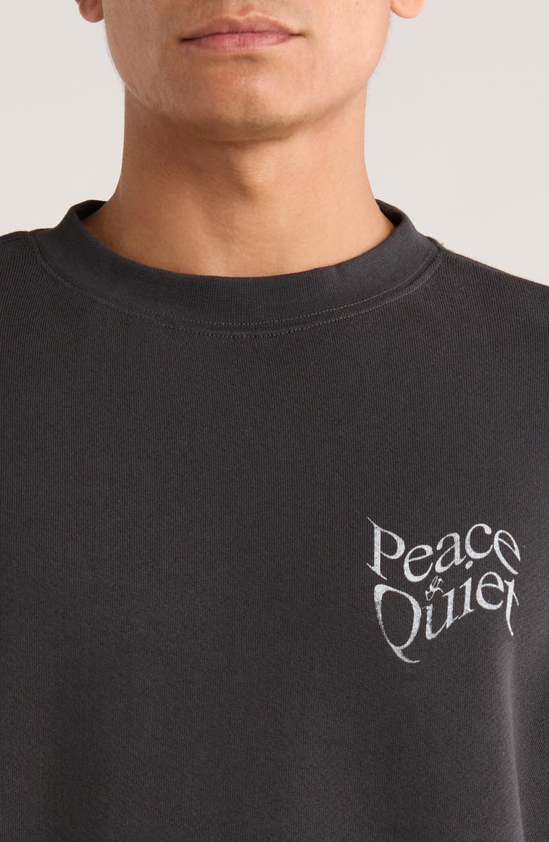 Museum of Peace & Quiet Warped Logo Cotton Crewneck Sweatshirt, Alternate, color, Black