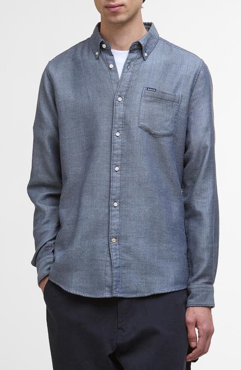 Buckley Tailored Fit Cotton Herringbone Button-Down Shirt