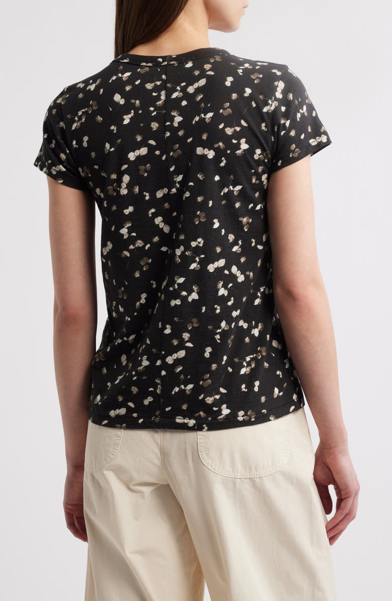 rag & bone Rose Print Cotton T-Shirt, Alternate, color, Blackmult