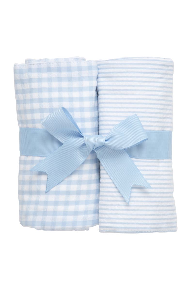 3 Marthas Basics Set of Two Burp Cloths, Main, color, Blue Stripe & Blue Check