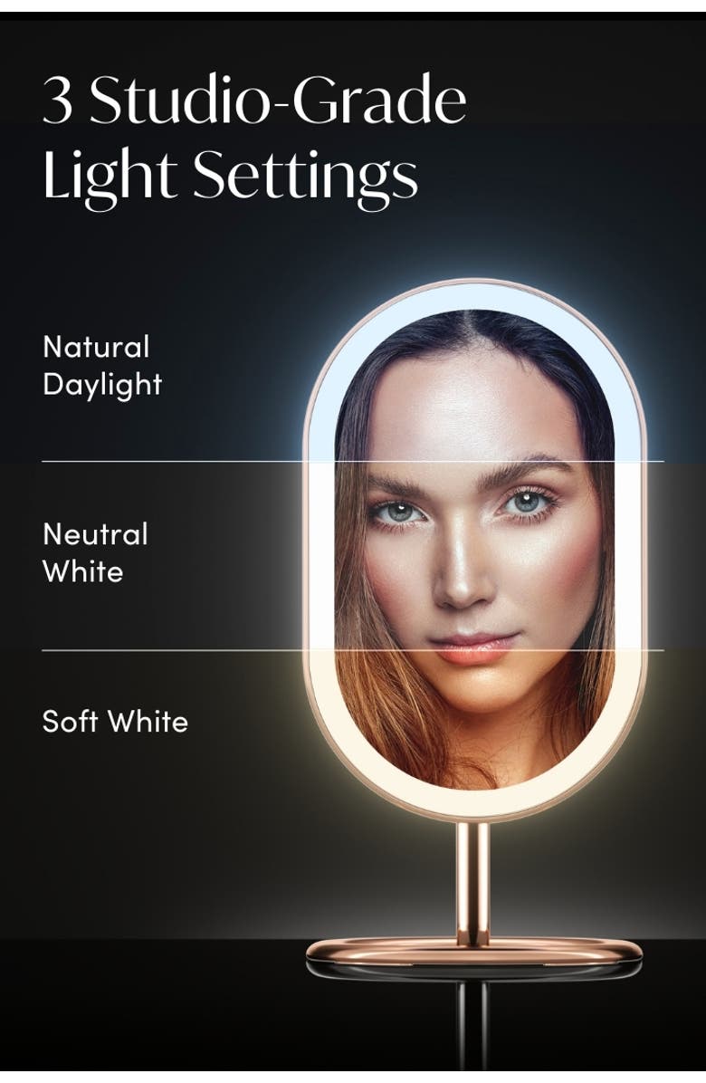 FANCII Vera Lighted Vanity Mirror, Alternate, color, Rose Gold