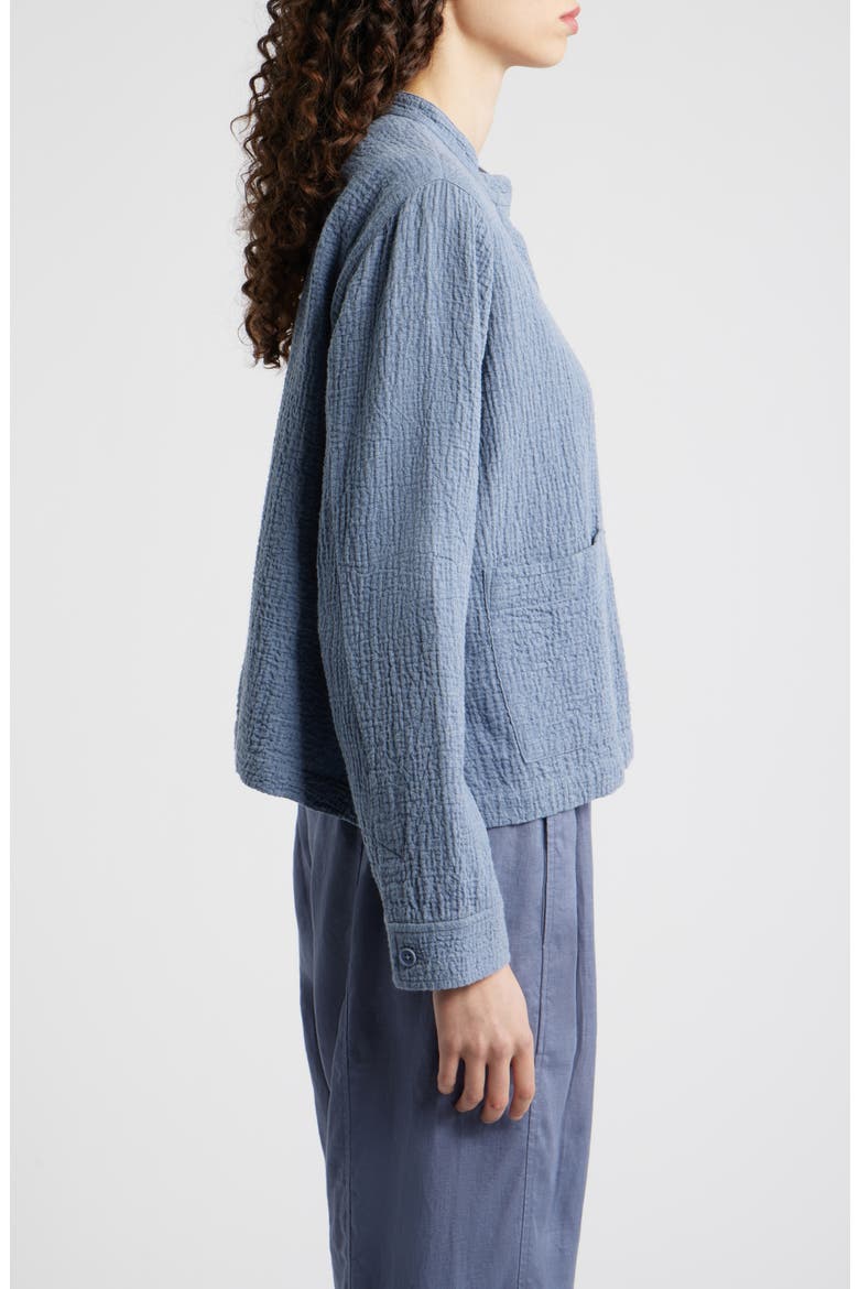 Mandarin Textured Stretch Organic Cotton Shirt Jacket, Alternate, color, HAZE
