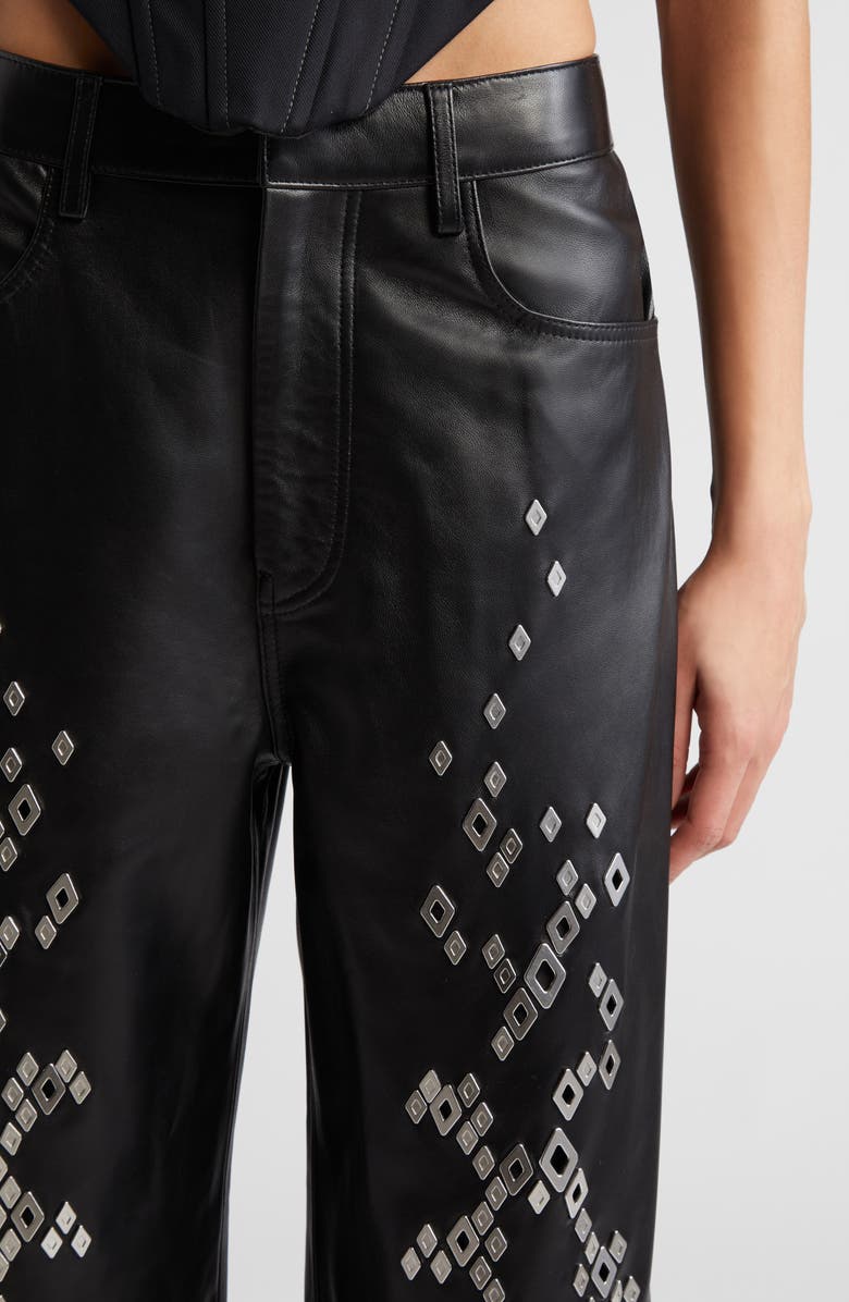 Dion Lee Snakeskin Studded Leather Pants, Alternate, color,