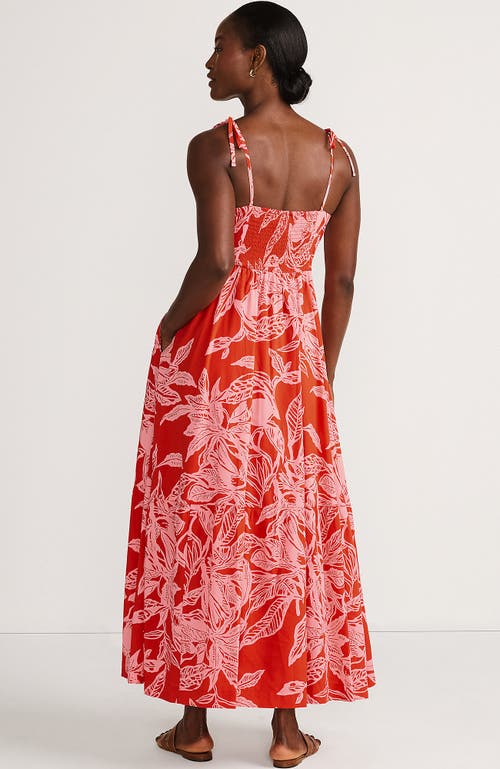 Lands' End Cotton Voile Vneck Tie Strap Maxi Dress In Pink