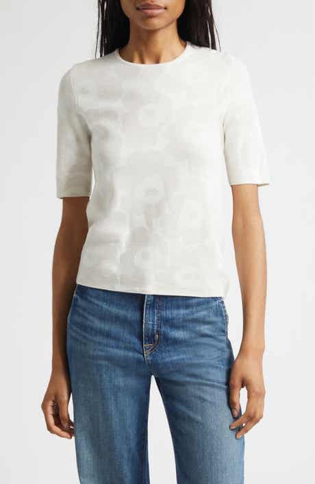 Marimekko Kertyä Unikko Jacquard Merino Wool Blend Knit Top