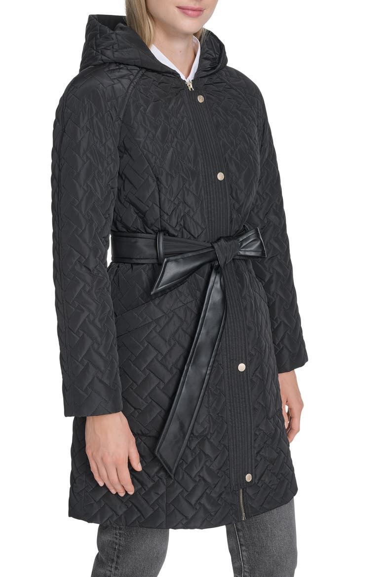 Belted Quilted Jacket, Alternate, color, BLACK
