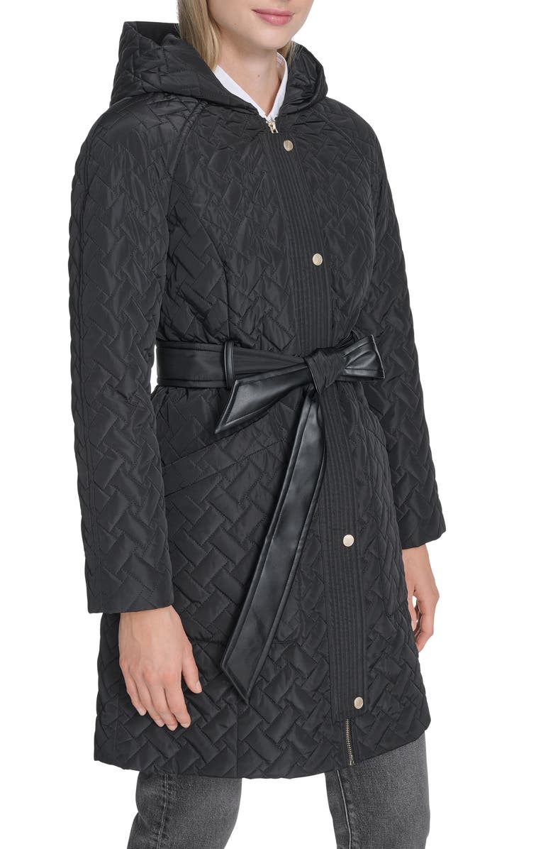 Cole Haan Belted Quilted Jacket, Alternate, color, Black