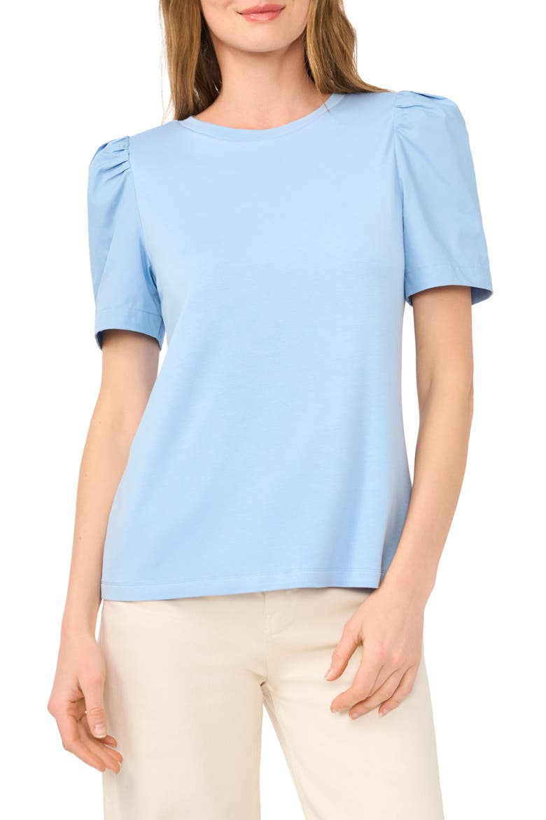 Puff Sleeve Top, Main, color, SOFT CHAMBRAY