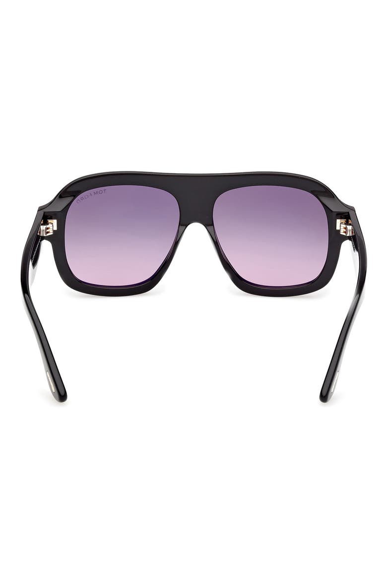 Rhonda 56mm Gradient Pilot Sunglasses, Alternate, color, SHINY BLACK / SMOKE LENS