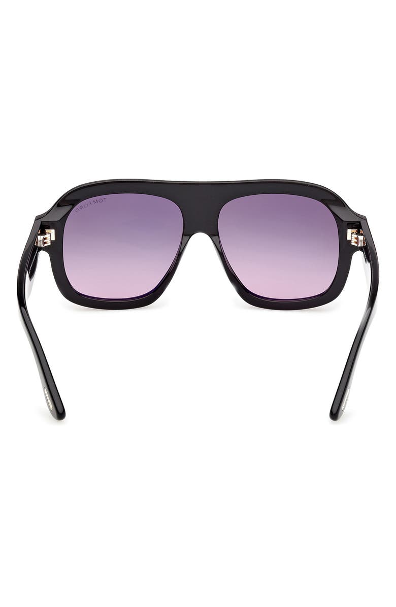 TOM FORD Rhonda 56mm Gradient Pilot Sunglasses, Alternate, color, Shiny Black / Smoke Lens