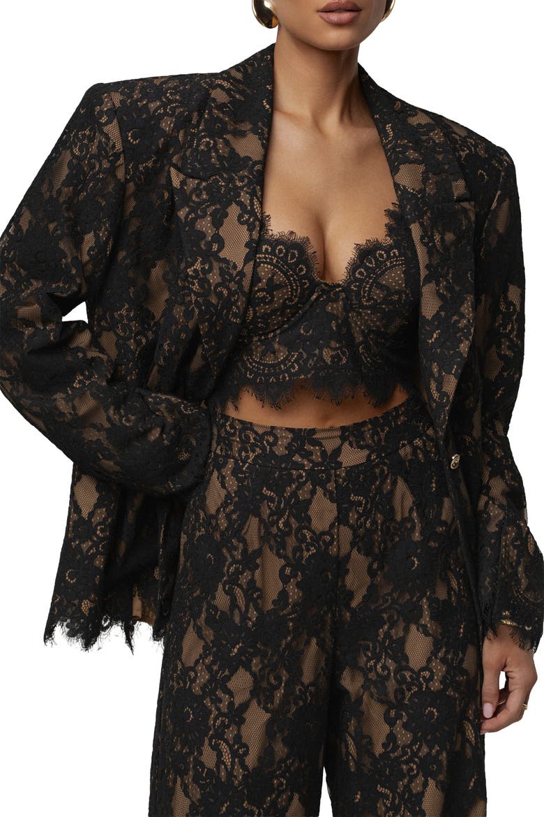 Lace And Desire Blazer, Alternate, color, Black