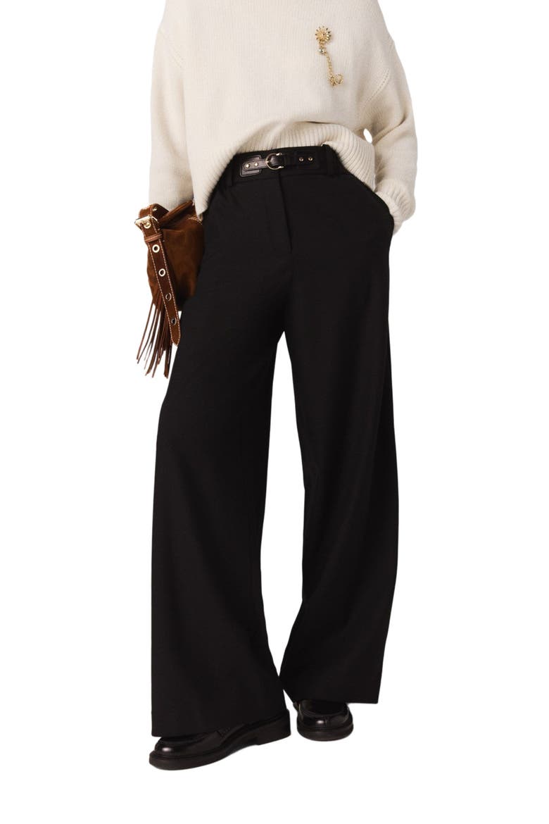 Wide-leg suit trousers, Alternate, color, Black
