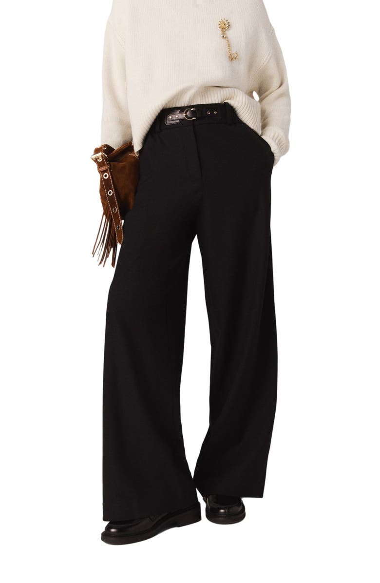 maje Wide-leg suit trousers, Alternate, color, Black