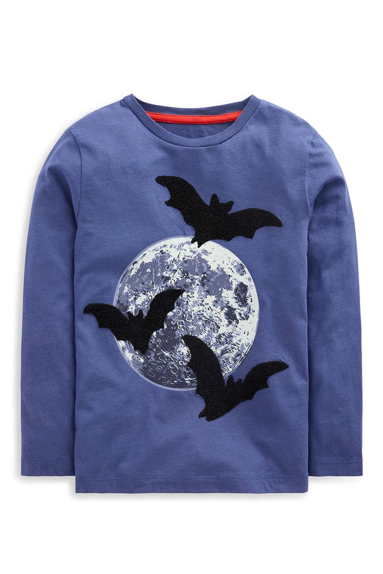 Kids' Glow Appliqué Long Sleeve T-Shirt, Main, color, MOONS AND BATS