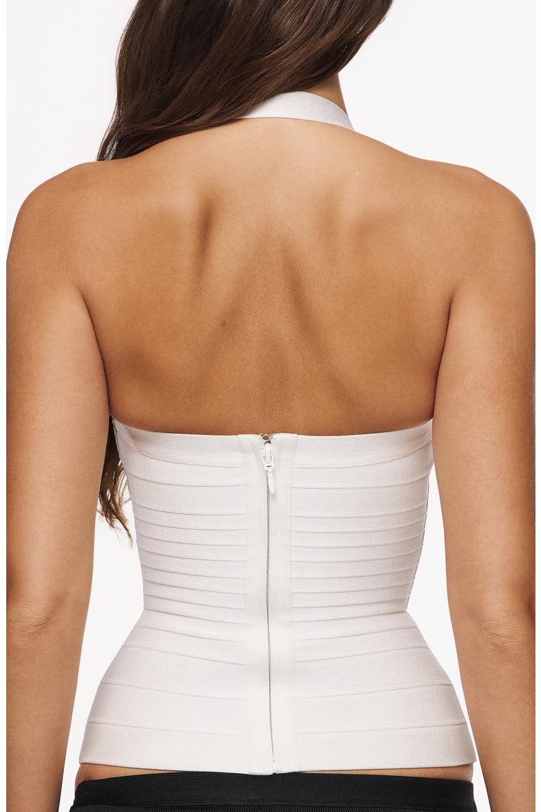 The Silhouette Halter Neck Bandage Dress, Alternate, color, WHITE