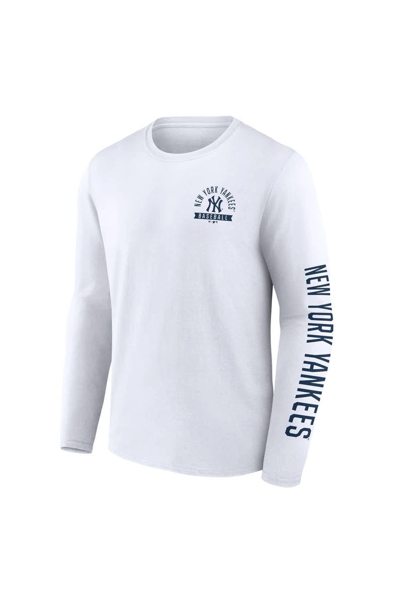 FANATICS Men's Fanatics  White New York Yankees Press Box Long Sleeve T-Shirt, Alternate, color, 