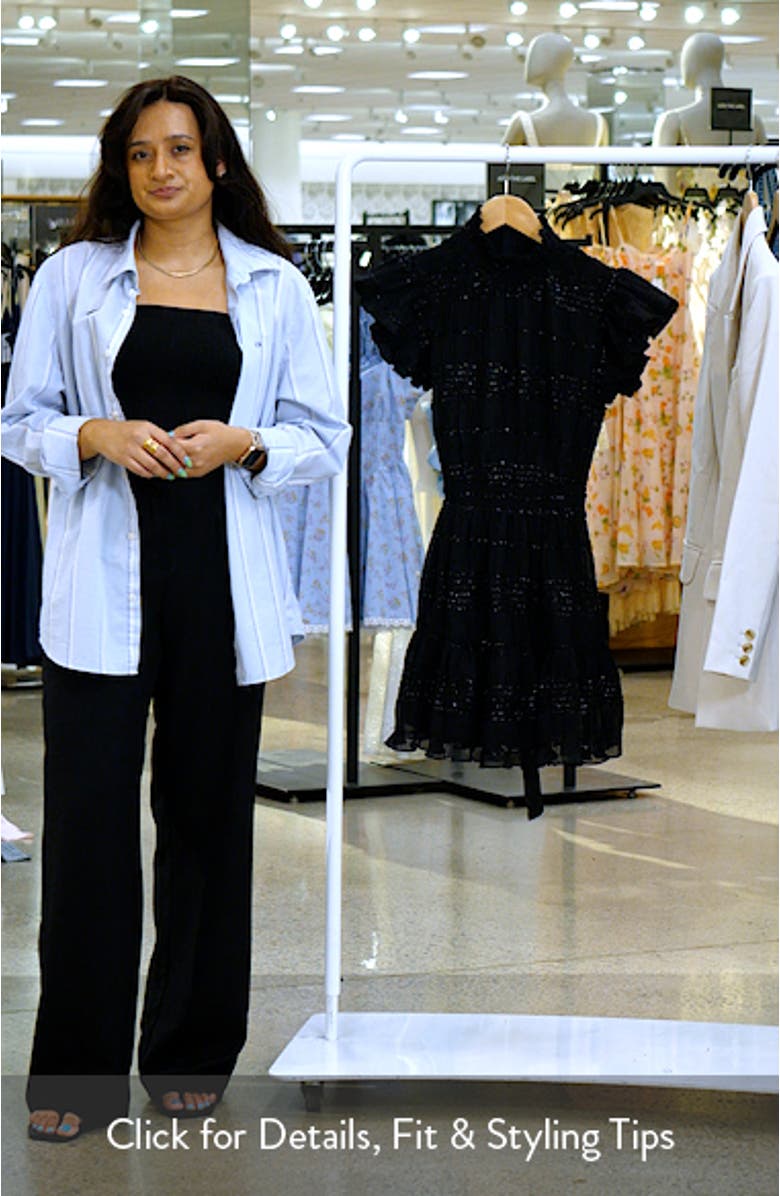 Metallic Ruffle Smocked Chiffon Minidress, sales video thumbnail