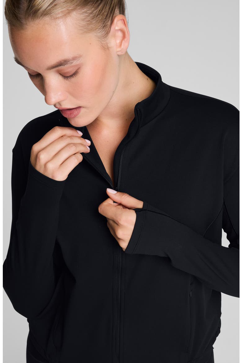 Brushed Full Zip Jacket, Alternate, color, VERY BLACK