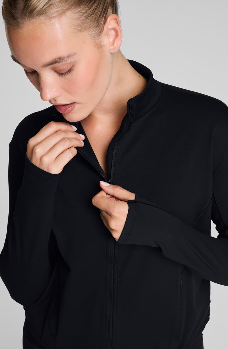 SPANX<sup>®</sup> Brushed Full Zip Jacket, Alternate, color, Very Black
