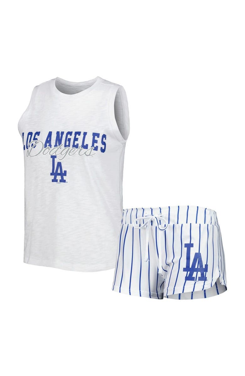 CONCEPTS SPORT Women's Concepts Sport White Los Angeles Dodgers Reel Pinstripe Tank Top & Shorts Sleep Set, Main, color, White