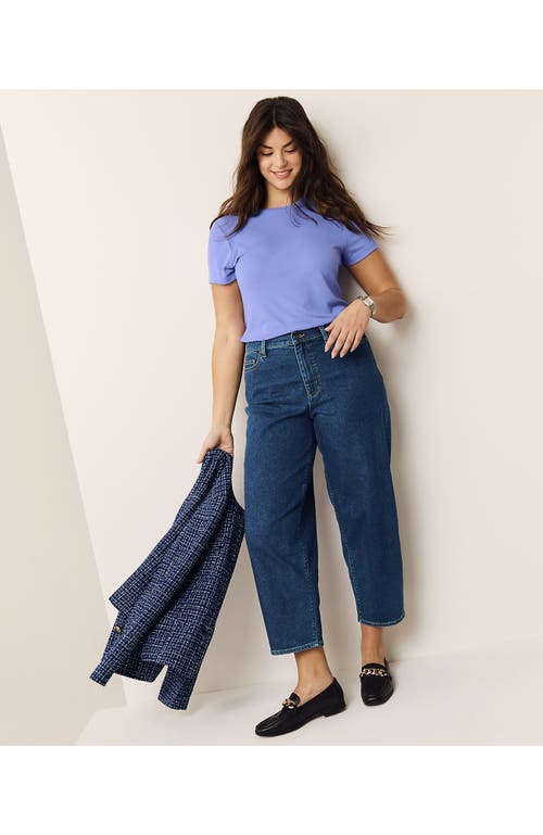 Lands' End Recover High Rise Barrel Leg Ankle Jeans In Crawford Wash