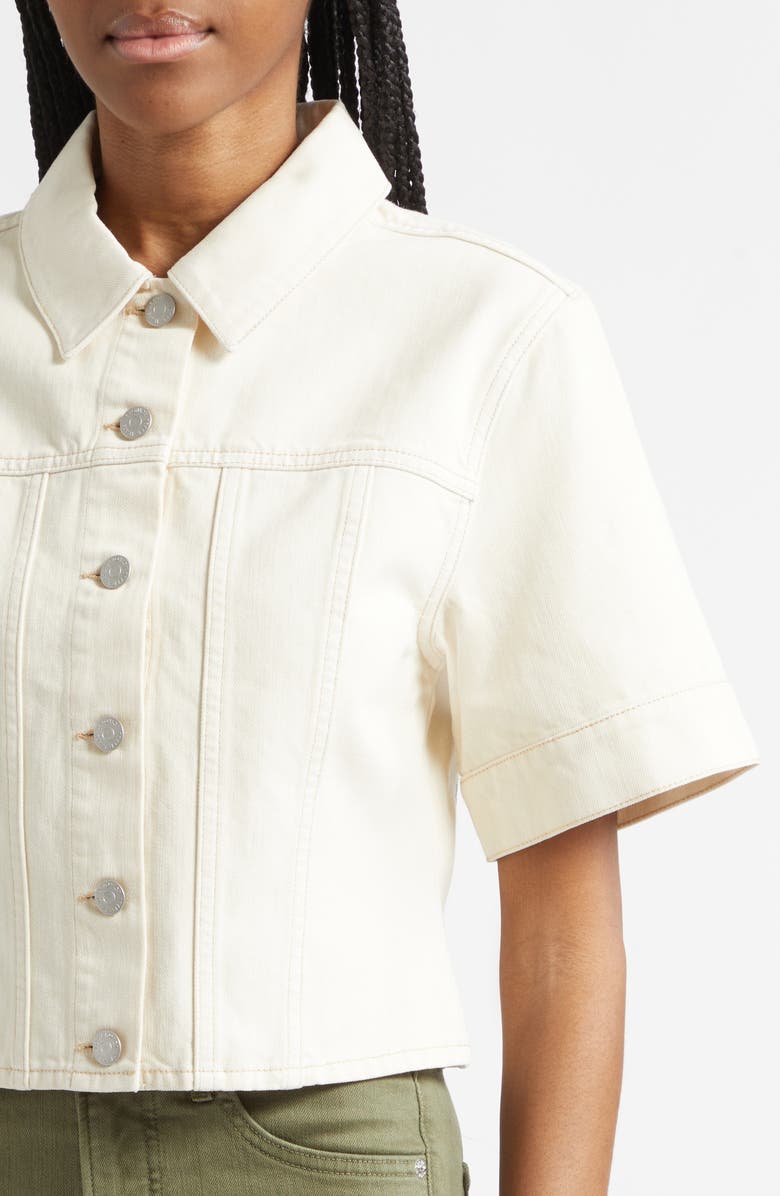 Veronica Beard Malcolm Short Sleeve Denim Jacket, Alternate, color, Ecru