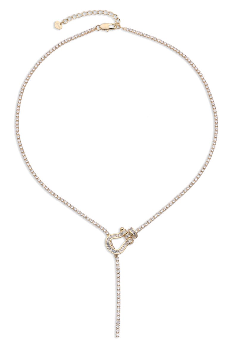 Auora Cubic Zirconia Y-Necklace, Main, color, GOLD