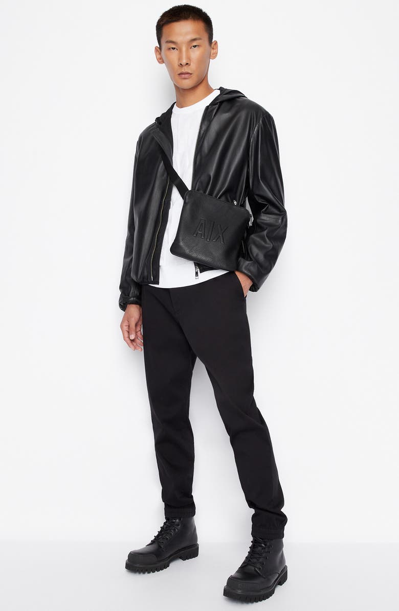 Armani Exchange Hooded Leather Jacket, Alternate, color,