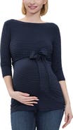 Kimi & Kai Maternity Striped Boat Neck Top