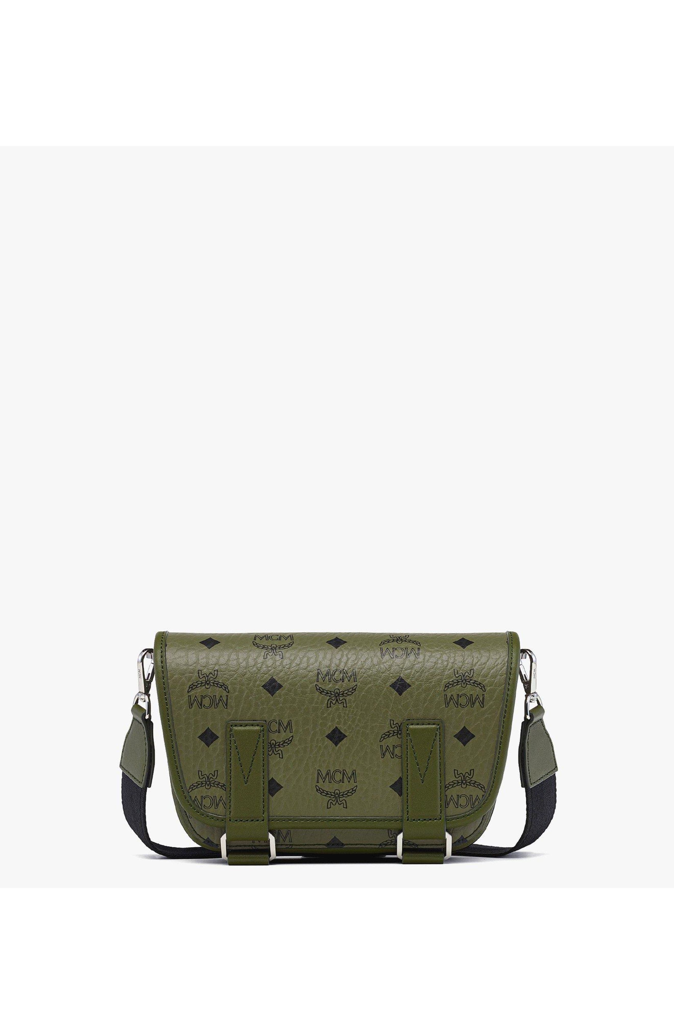 MCM Aren Messenger Bag in Visetos, Main, color, Green