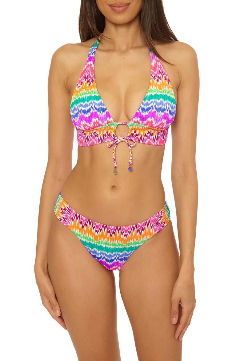 Rio Halter Bikini Top, Alternate, color, PINK MULTI
