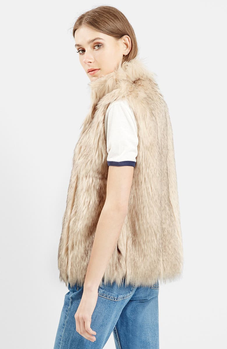 Topshop 'Polo Leah' Faux Fur Vest, Alternate, color,