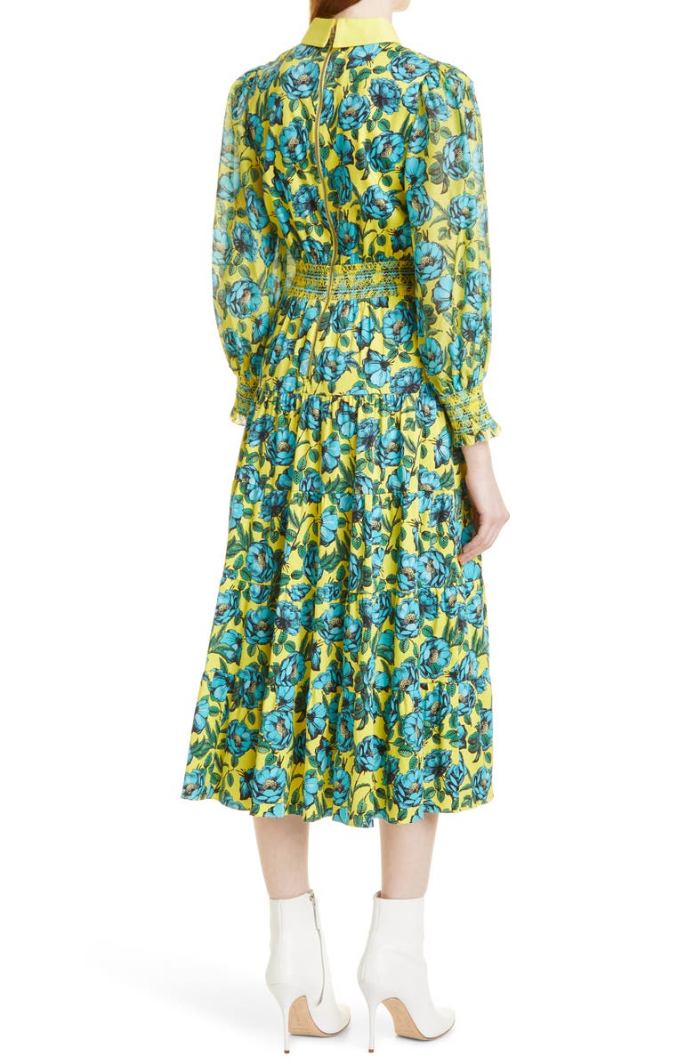 Alice + Olivia Anaya Floral Long Sleeve Stretch Cotton Blend Dress, Alternate, color,