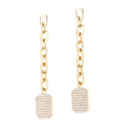 14k Link Drop with Pave Sheild Earrings