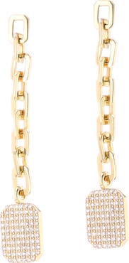 Sheryl Lowe 14k Link Drop with Pave Sheild Earrings