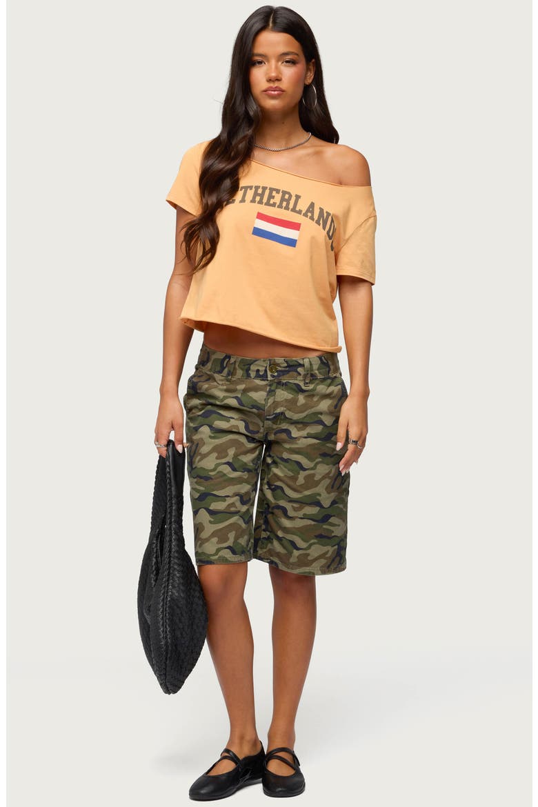 Netherlands Off the Shoulder T-Shirt, Alternate, color, ORANGE