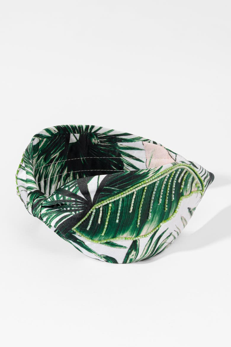 Palm Leaf Knotted Headband, Alternate, color, Green