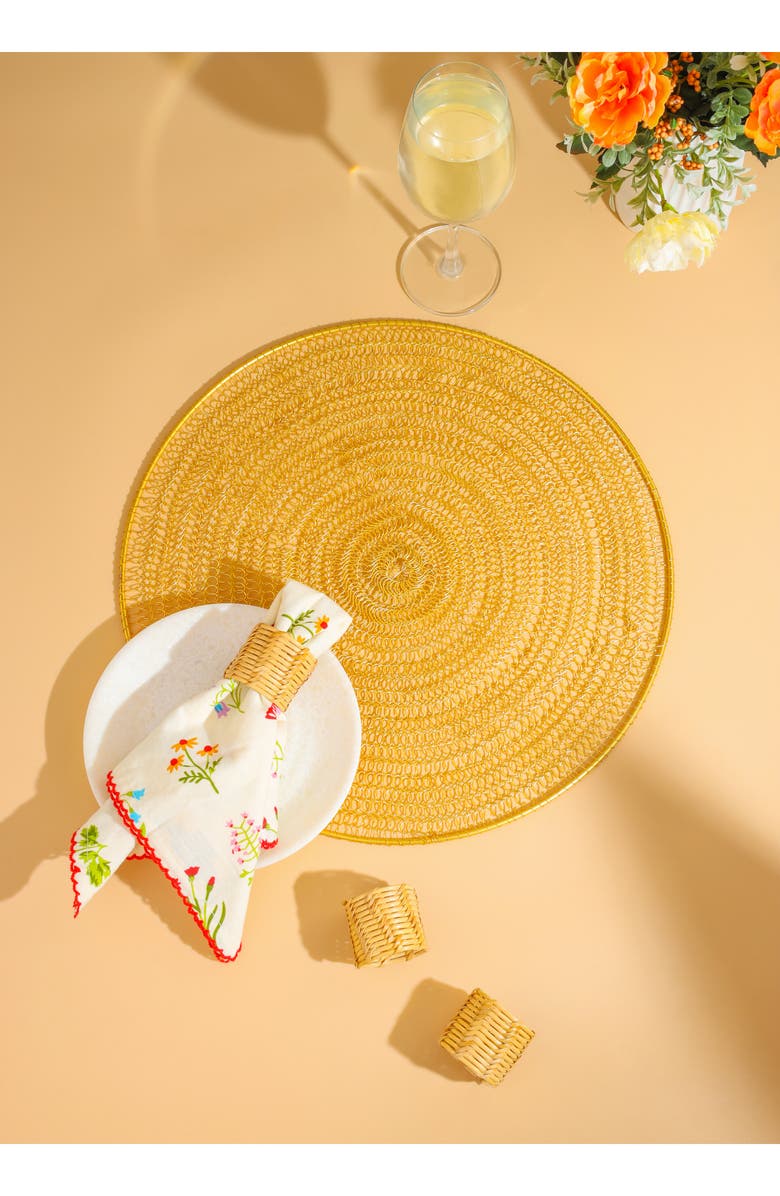 Tiramisu Sunlace Spiral Metal Placemat, Alternate, color, Gold
