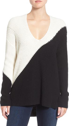 Sunday V Neck Colourblock Sweater Navy main image 1