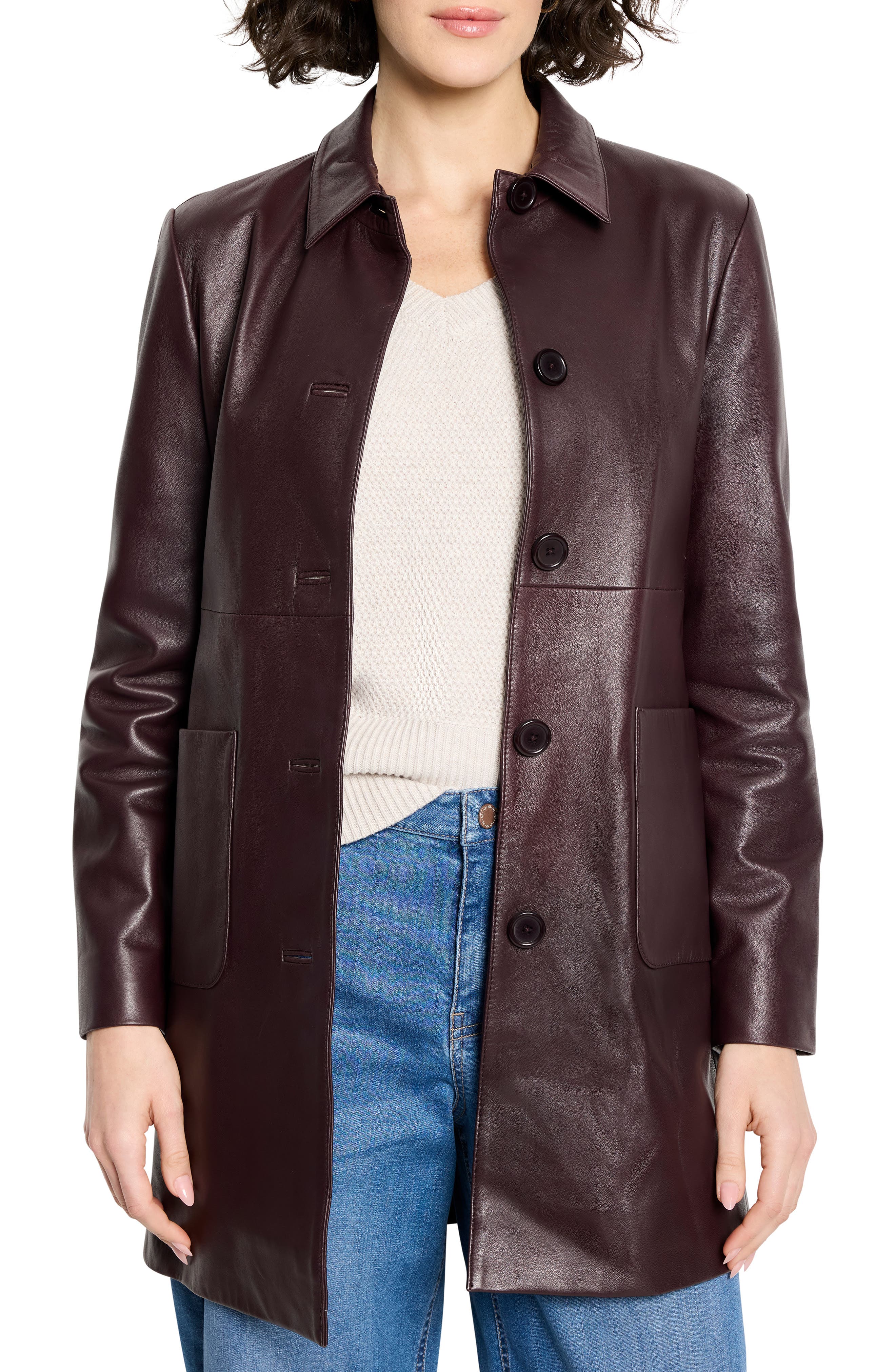 NIC+ZOE Leather Car Coat (Women) | Nordstrom