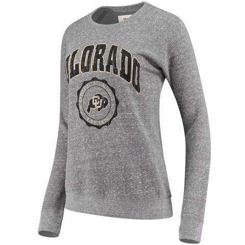 Women's Pressbox Heathered Gray Colorado Buffaloes Edith Vintage Knobi Pullover Sweatshirt