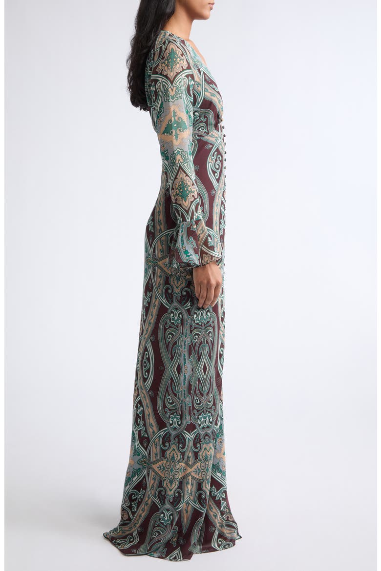 Daciana Long Sleeve Silk Dress, Alternate, color, RAISIN MULTI