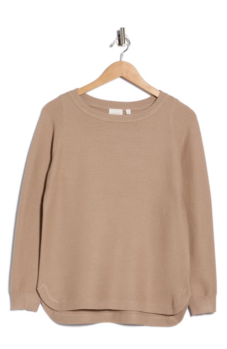 CYRUS Link Stitch Tunic Sweater, Alternate, color, Cappucino