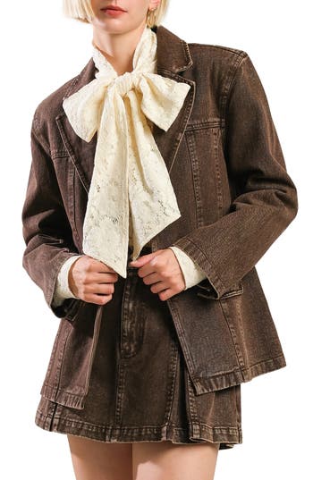 Freemarket Washed Denim Blazer In Brown